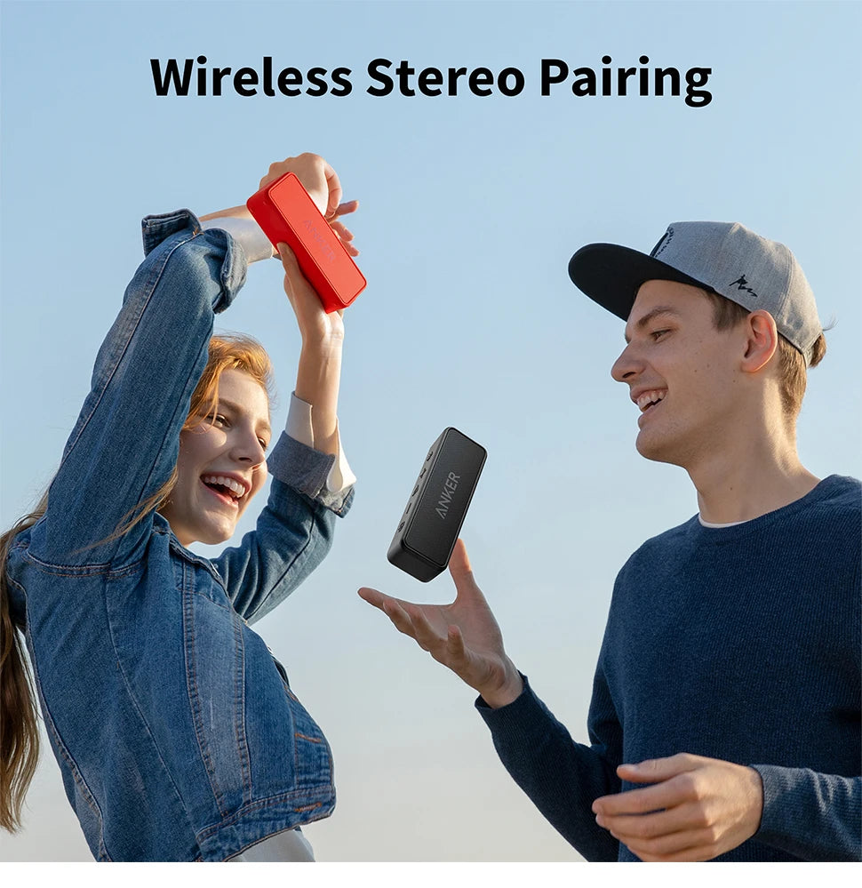 Anker Soundcore 2 Portable Wireless Bluetooth Speaker Better Bass 24-Hour Playtime 66ft Bluetooth Range IPX7 Water Resistance