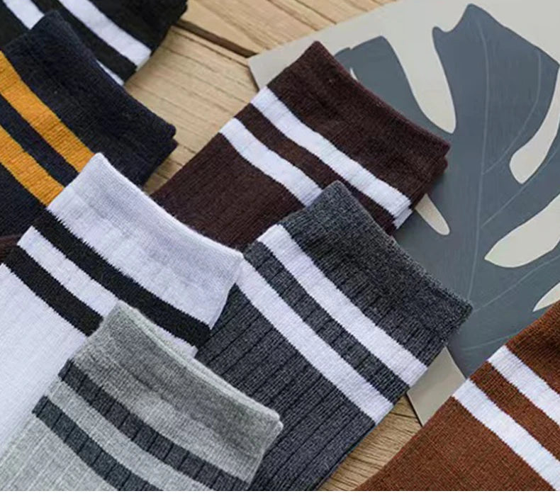 5/10 Pair  New Striped Casual Breathable Socks High Quality Harajuku Retro Socks Men/Women Cotton Socks
