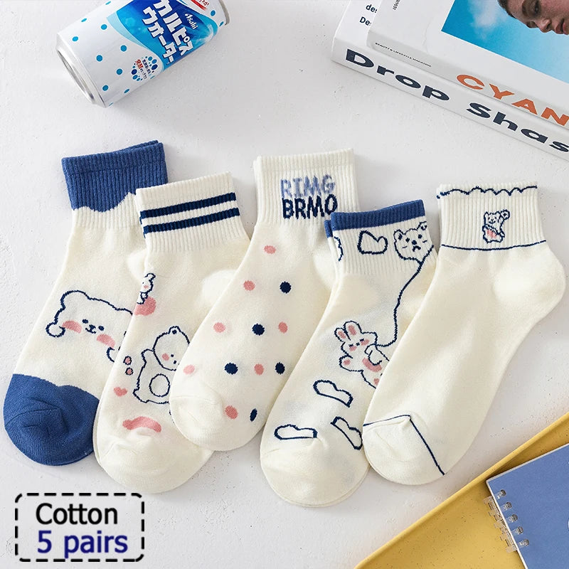 5/10 Pair  New Striped Casual Breathable Socks High Quality Harajuku Retro Socks Men/Women Cotton Socks