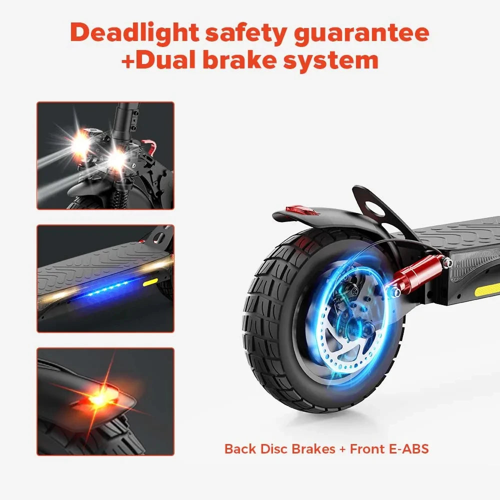 iScooter iX4 Electric Scooter 800W Smart EScooter 48V 15Ah LCD Display 10 Inch Off Road Tire Foldable Adult Electric Skateboard
