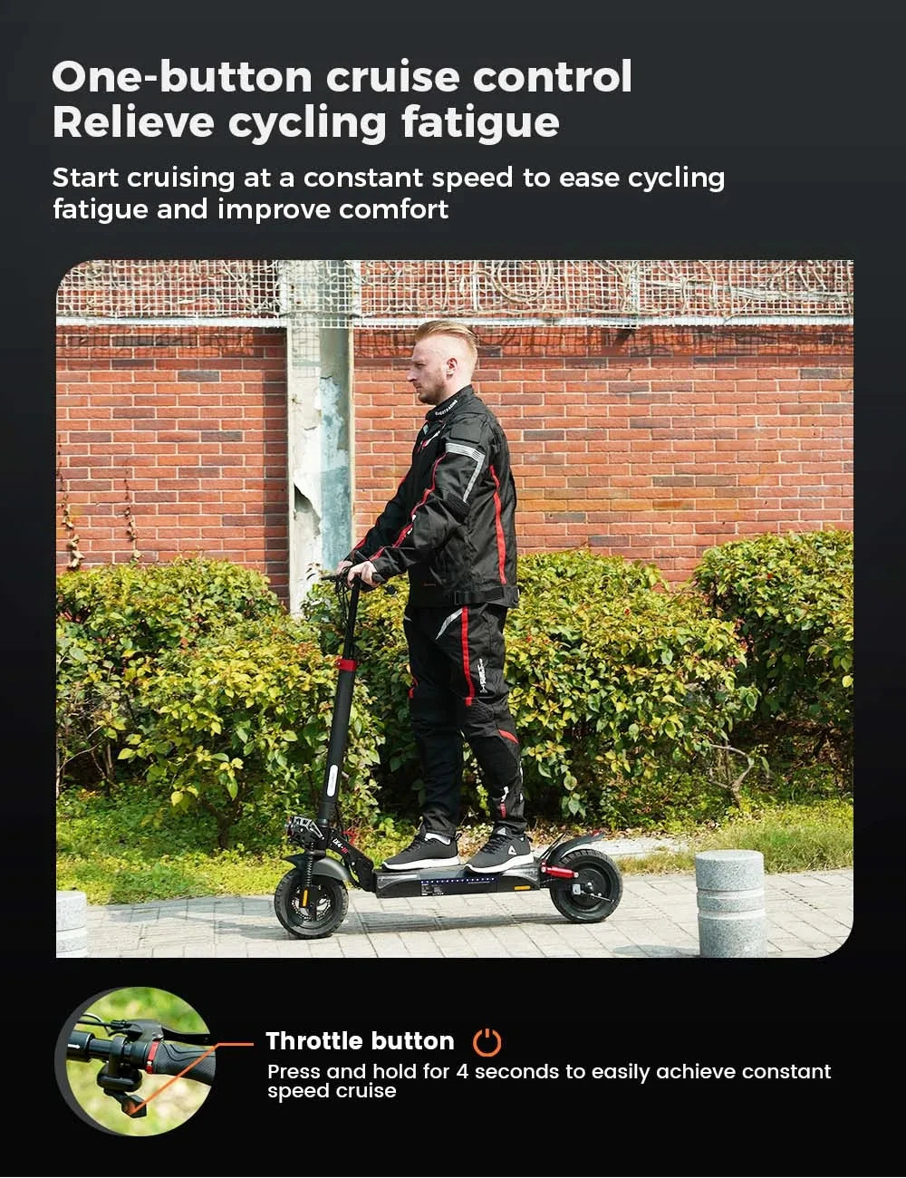 iScooter iX4 Electric Scooter 800W Smart EScooter 48V 15Ah LCD Display 10 Inch Off Road Tire Foldable Adult Electric Skateboard