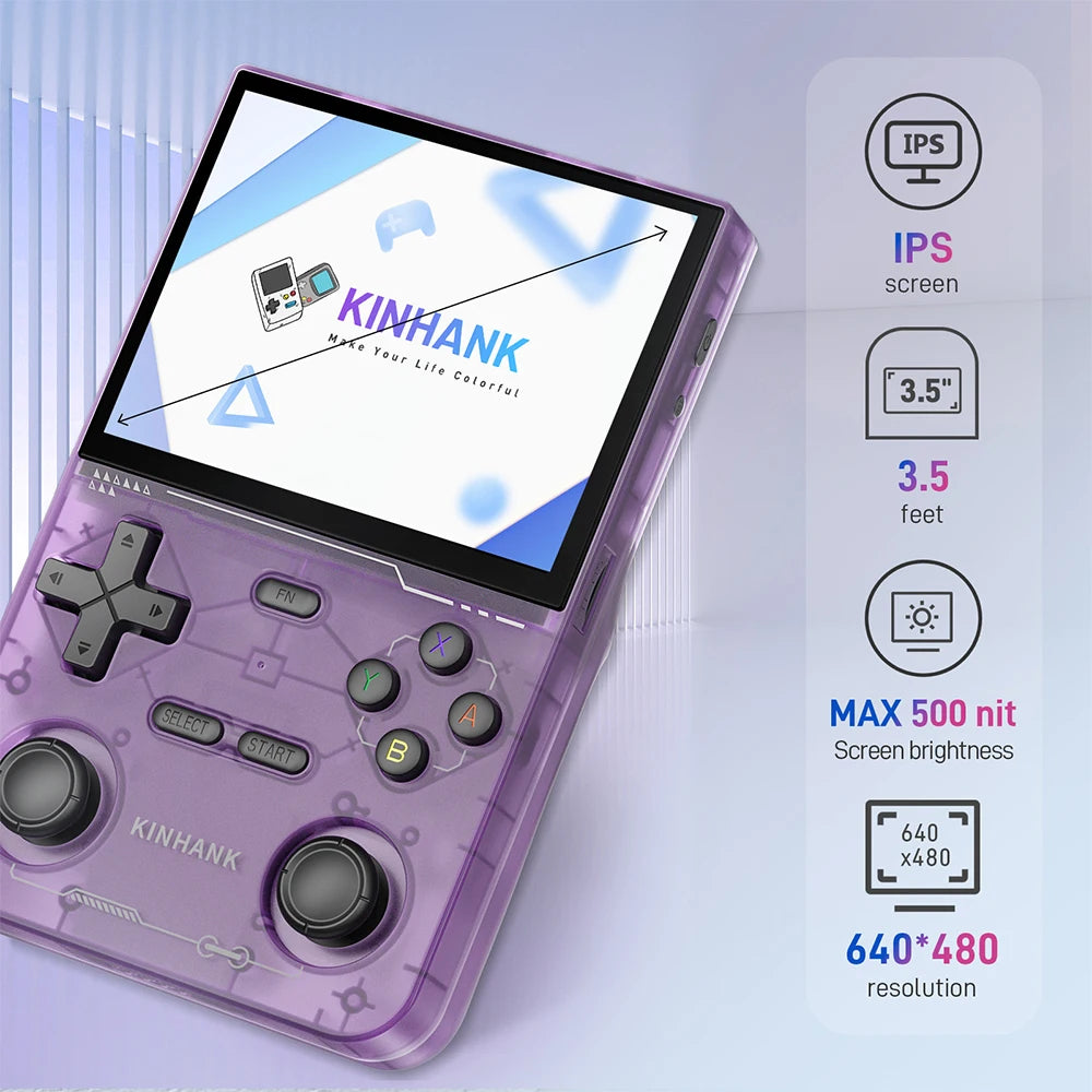 KINHANK K36 Retro Handheld Video Game Console 500nit 3.5 Inch IPS Screen 16000 Games Emulator for PS1/PSP/DC/N64/SS