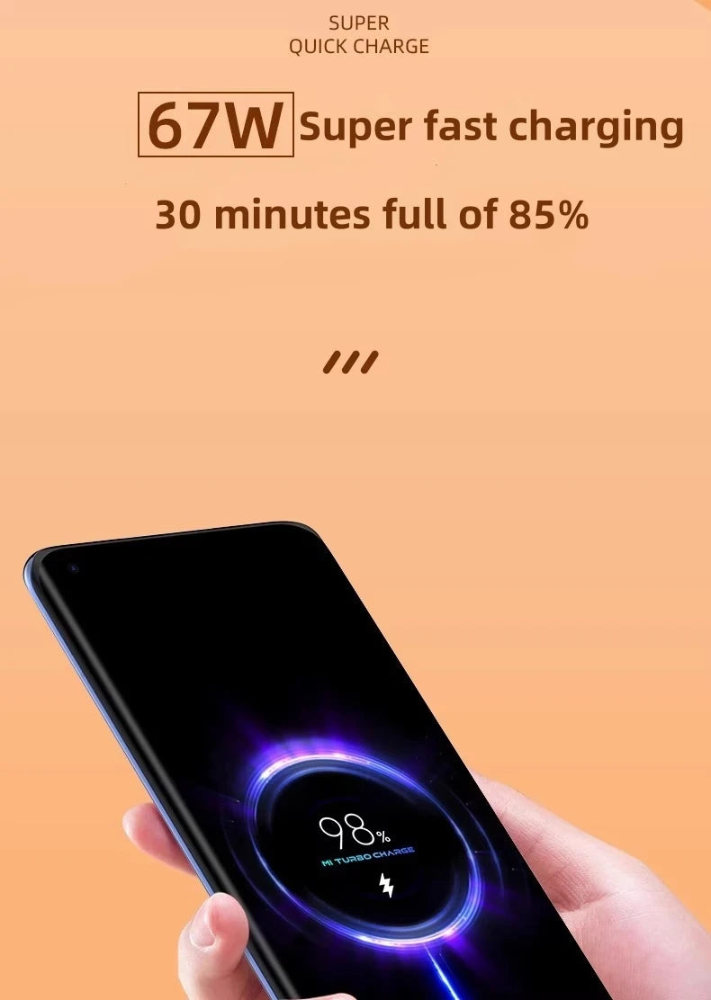67W USB Fast Charger for Xiaomi 14 13 12 11 10 Ultra Redmi Note 12T 13 Pro Turbo Quick Charge Type C USB Charging Cable