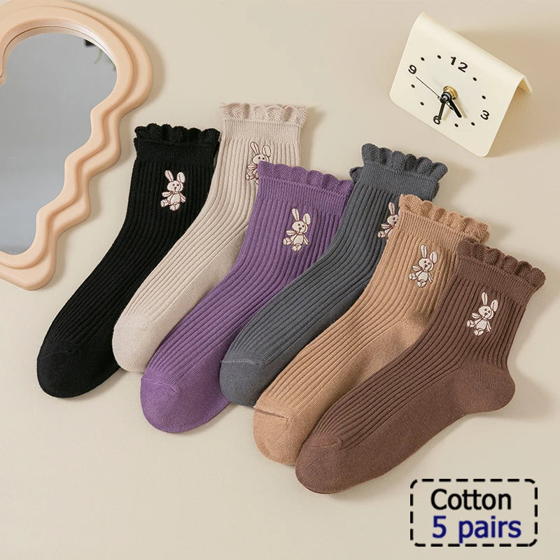 5/10 Pair  New Striped Casual Breathable Socks High Quality Harajuku Retro Socks Men/Women Cotton Socks