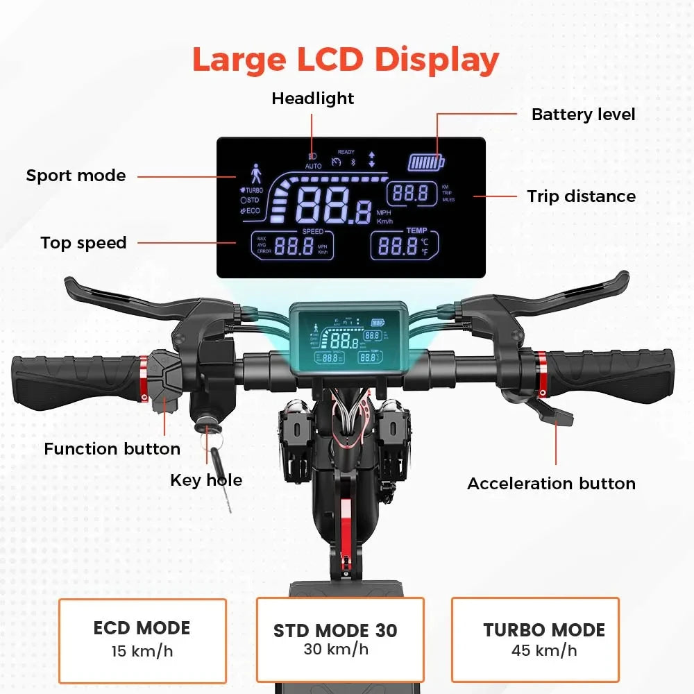 iScooter iX4 Electric Scooter 800W Smart EScooter 48V 15Ah LCD Display 10 Inch Off Road Tire Foldable Adult Electric Skateboard