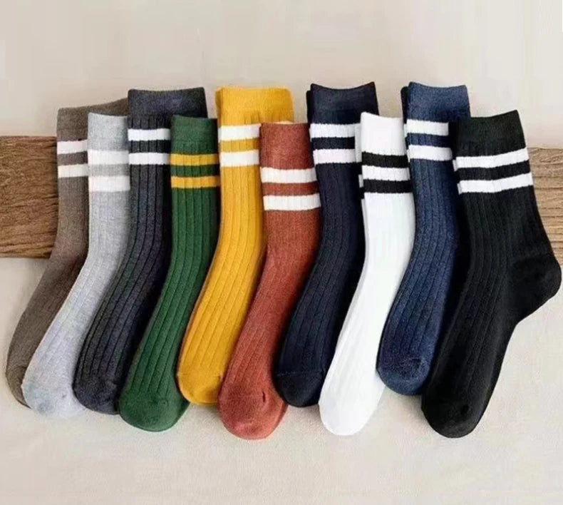 5/10 Pair  New Striped Casual Breathable Socks High Quality Harajuku Retro Socks Men/Women Cotton Socks