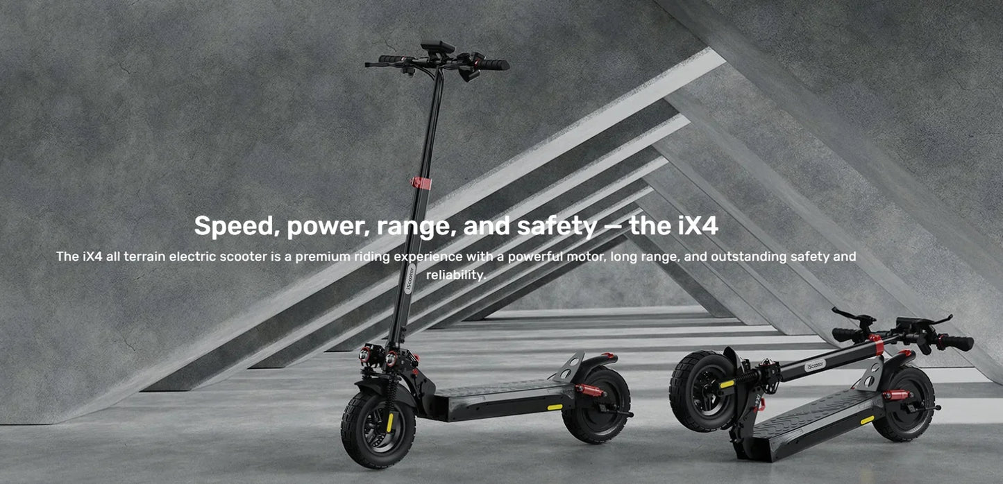 iScooter iX4 Electric Scooter 800W Smart EScooter 48V 15Ah LCD Display 10 Inch Off Road Tire Foldable Adult Electric Skateboard