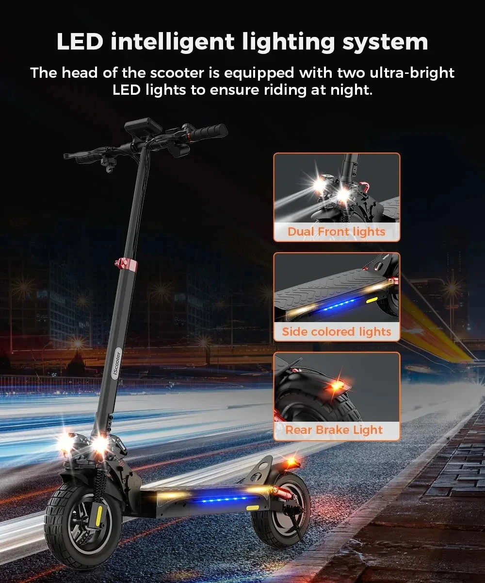 iScooter iX4 Electric Scooter 800W Smart EScooter 48V 15Ah LCD Display 10 Inch Off Road Tire Foldable Adult Electric Skateboard
