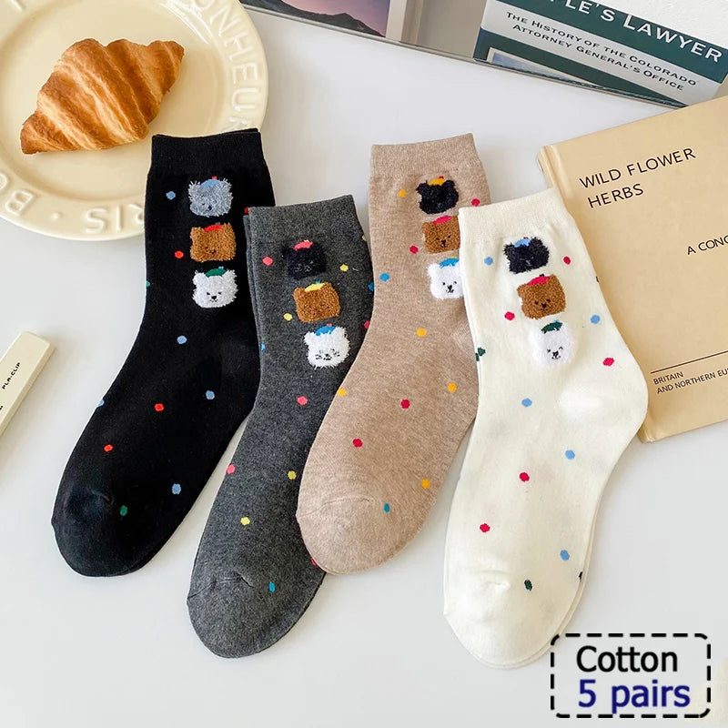 5/10 Pair  New Striped Casual Breathable Socks High Quality Harajuku Retro Socks Men/Women Cotton Socks