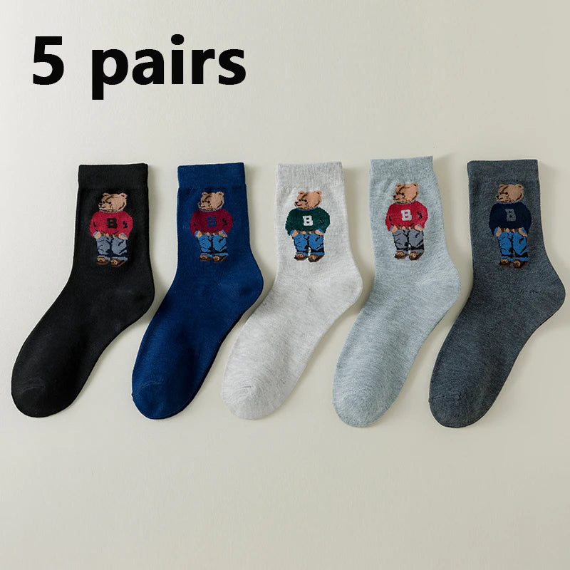 5/10 Pair  New Striped Casual Breathable Socks High Quality Harajuku Retro Socks Men/Women Cotton Socks