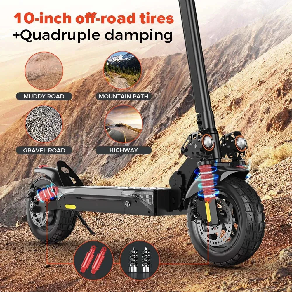 iScooter iX4 Electric Scooter 800W Smart EScooter 48V 15Ah LCD Display 10 Inch Off Road Tire Foldable Adult Electric Skateboard